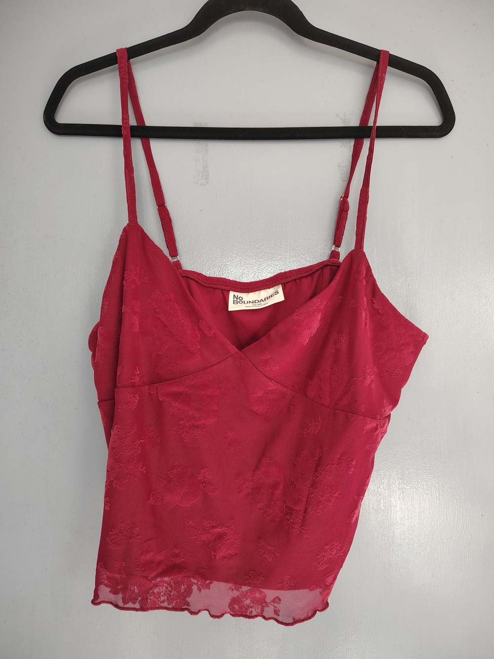 No Boundaries Women's Red Lace Cami Top And Matching Skirt